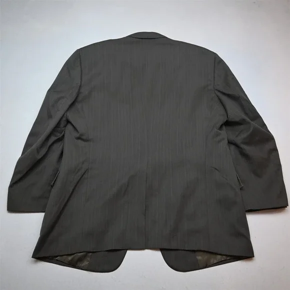 Vtg USA Made 48R 40x32 Tan Brown Striped Wool Mens Jacket Pants Suit